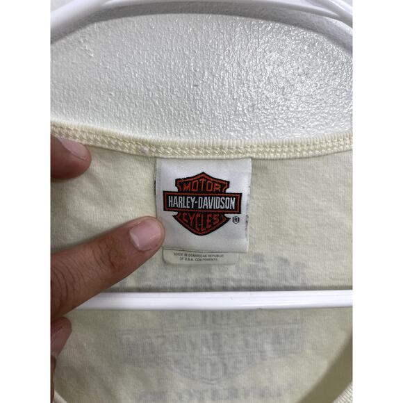 Y2K Harley Davidson Motorcycles Cream Minnesota Baby Tee Size XS - Picture 3 of 4